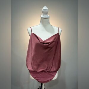 Dusty Rose Heatherly Strappy Bodysuit Size L NWT